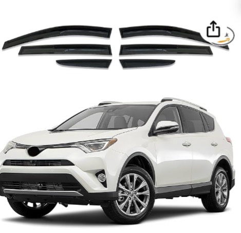 Shatterproof Exterior Channel Window Deflectors for Toyota Rav4 2013 2014 2015 2016 2017 2018 Car Rain Guards, Car Vent Accessories, 6 Pieces (for Brand: Mengjiesi