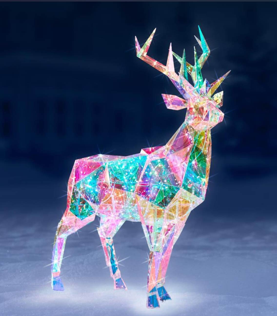 the 5' prismatic iridescent christmas stag
