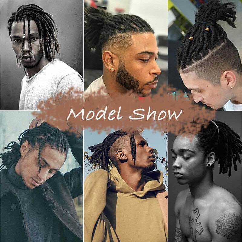 6"/12" Natural Dreadlocks Hippie Men 100% Handmade Hair Extension As Human Locs,(pack of 2)