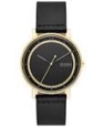 Skagen Unisex Signatur Three-Hand Black Leather Watch