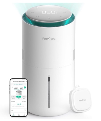 MistFree Smart Humidifier for Bedroom, Evaporative Humidifier No White Dust, Auto Humidity & APP Control, 3L Water Tank Easy to Clean, Sleep Mode, Timing, Humidifiers for Nursery, Baby