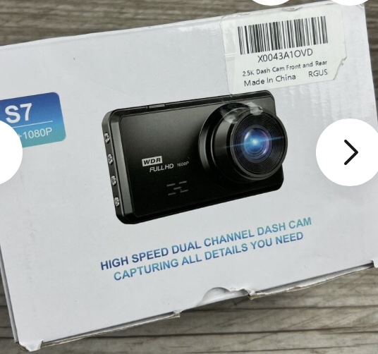 S7 2.5K Dash Cam Front and Rear,64G SD Card,1600P+1080P FHD Dual Dash Camera