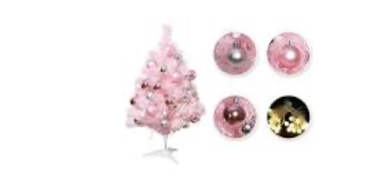 Asdomo -Tabletop Christmas Tree Small Artificial Tree with Balls, Stand LED Lights Mini Christmas Tree for Christmas Decorations, Home, Kitchen, Dining Table Xmas Indoor Decor 23.6inch