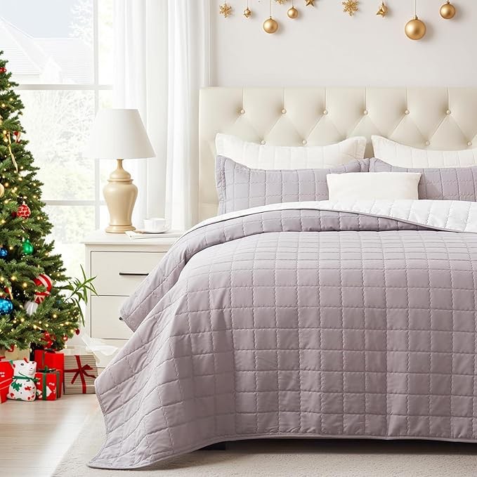 NexHome King Size Quilt Bedding Set, Burnt Orange Bedspread with 2 Pillow Shams, Reversible Geometric Pattern Lightweight Coverlet for All Seasons, Soft Microfiber Modern Bed Cover Set, 106"x96"