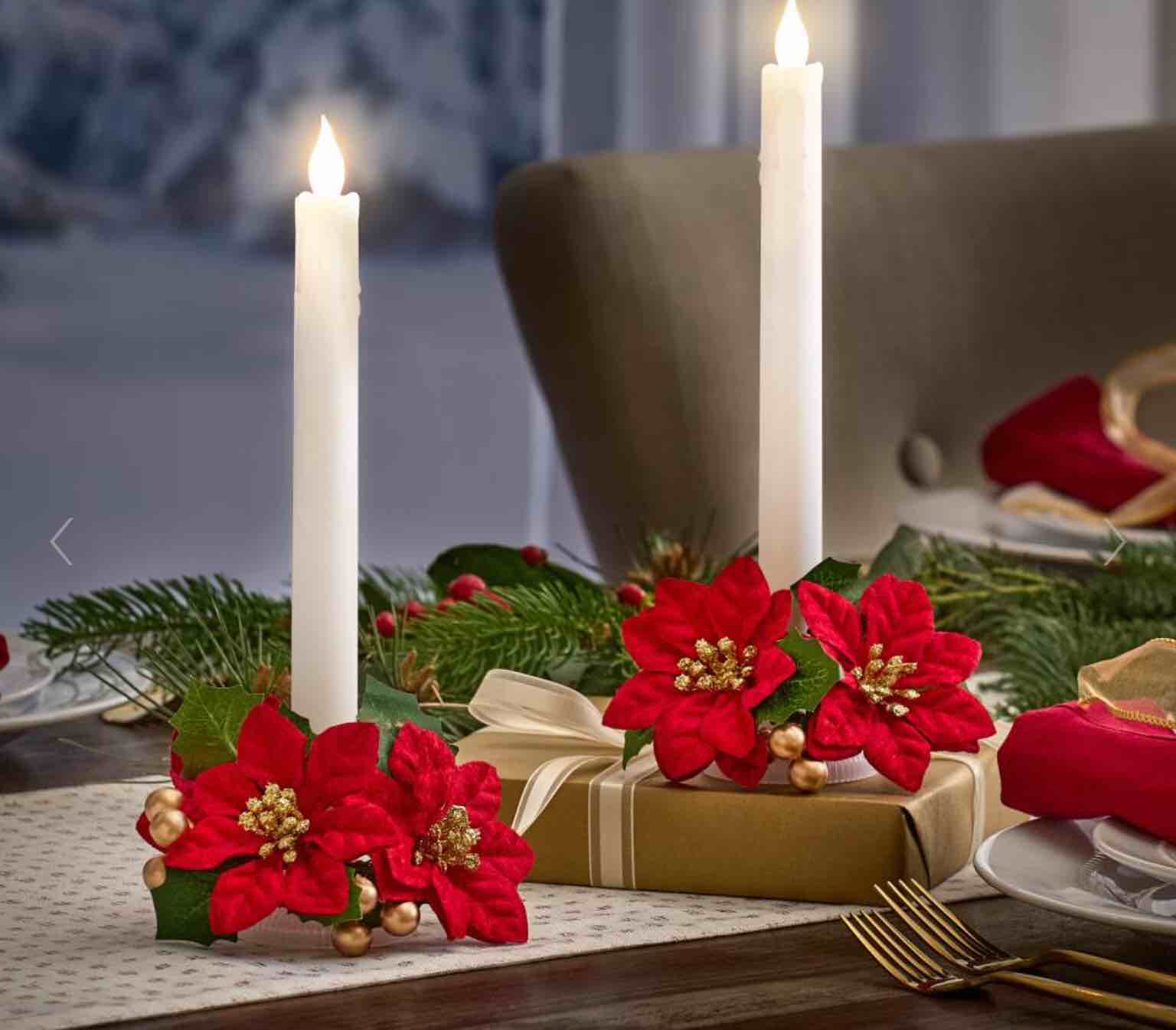 The Flameless Tapered Christmas Candle Set(2 pieces 