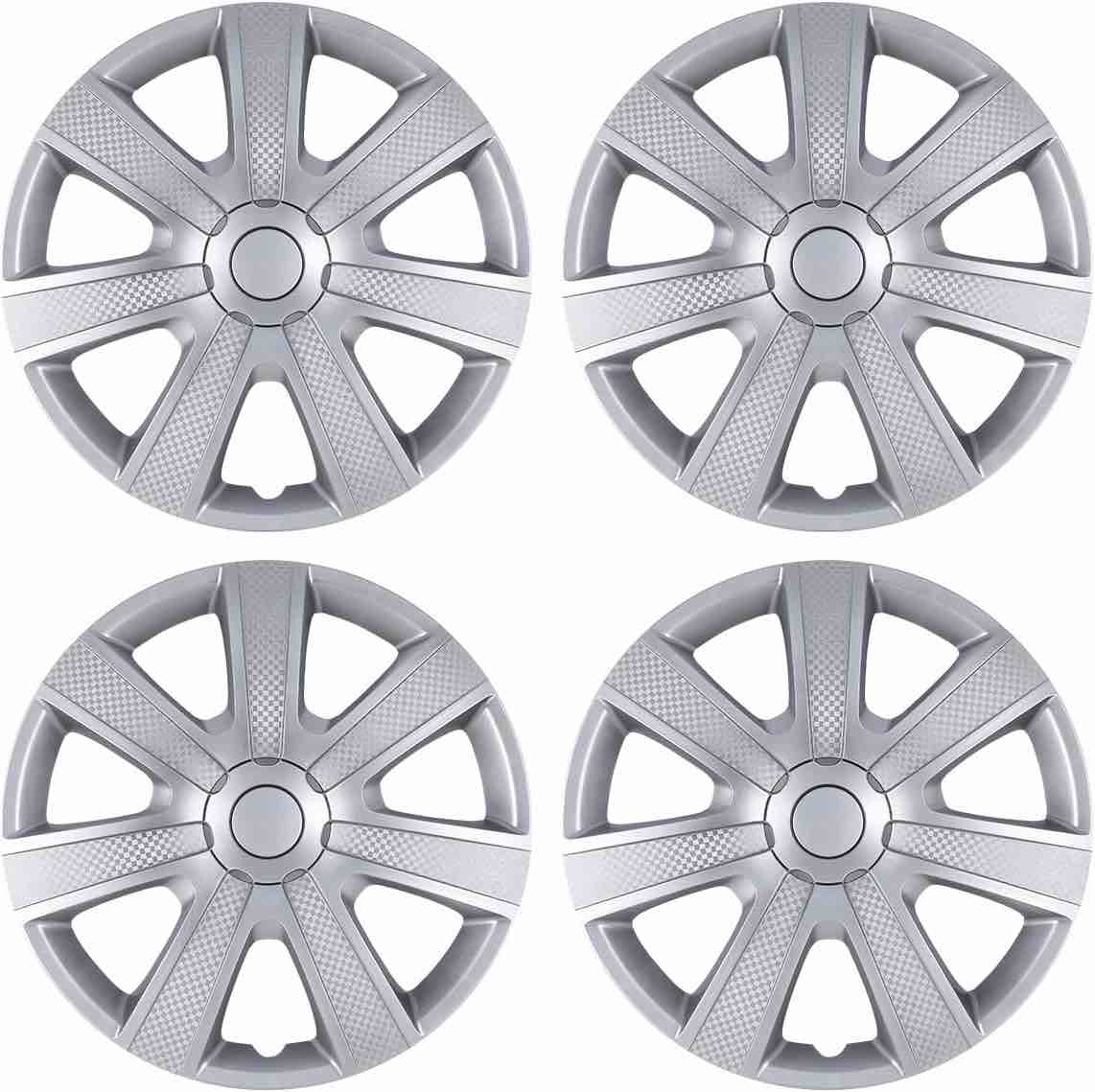 ROXX Hubcaps Set of 4, 15 Inch Universal Hubcaps Wheel Cover for Car Truck SUV, Wheel Rim Cover Accessories Snap On Auto Aftermarket Wheel Cover Tire Replacement Exterior Cap 