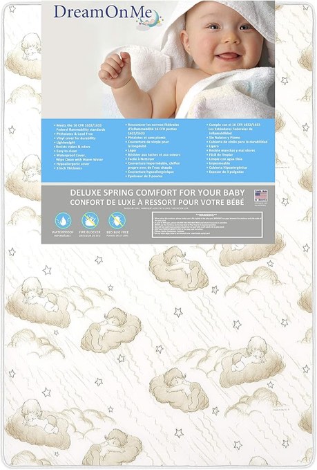 Dream On Me 3 inch Spring Coil Portable Crib Mattress | Greenguard Gold Certified