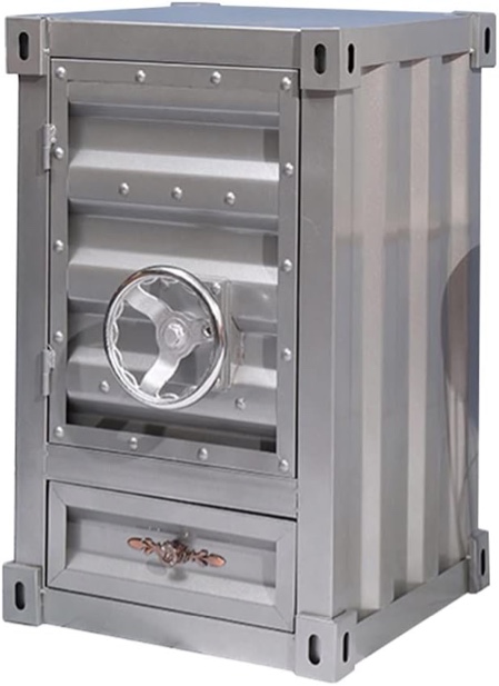 Metal Locker Cabinet Industrial vintage Metal Storage Cabinet, double layer/with drawer, Bedroom living room dormitory bedside table Locker Cabinet (Color : Gray-2, Size : 40x38x65cm