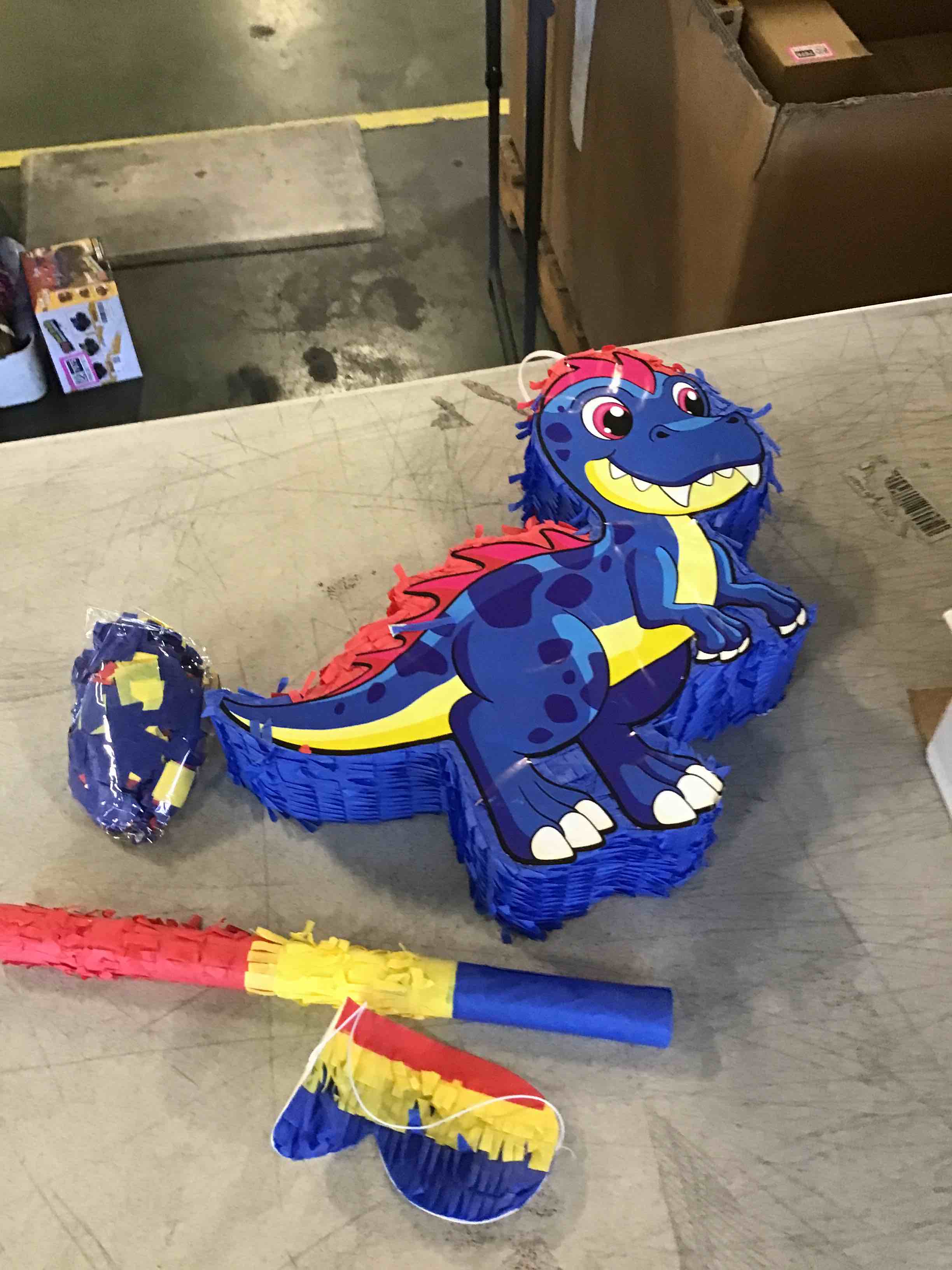 Dinosaur Pinatas, Dino Pinatas Birthday Party Supplies with Stick Blindfold Confetti Gifts for Kids, Boys Animal Theme Party Decorations 14 x 8.3 Inch