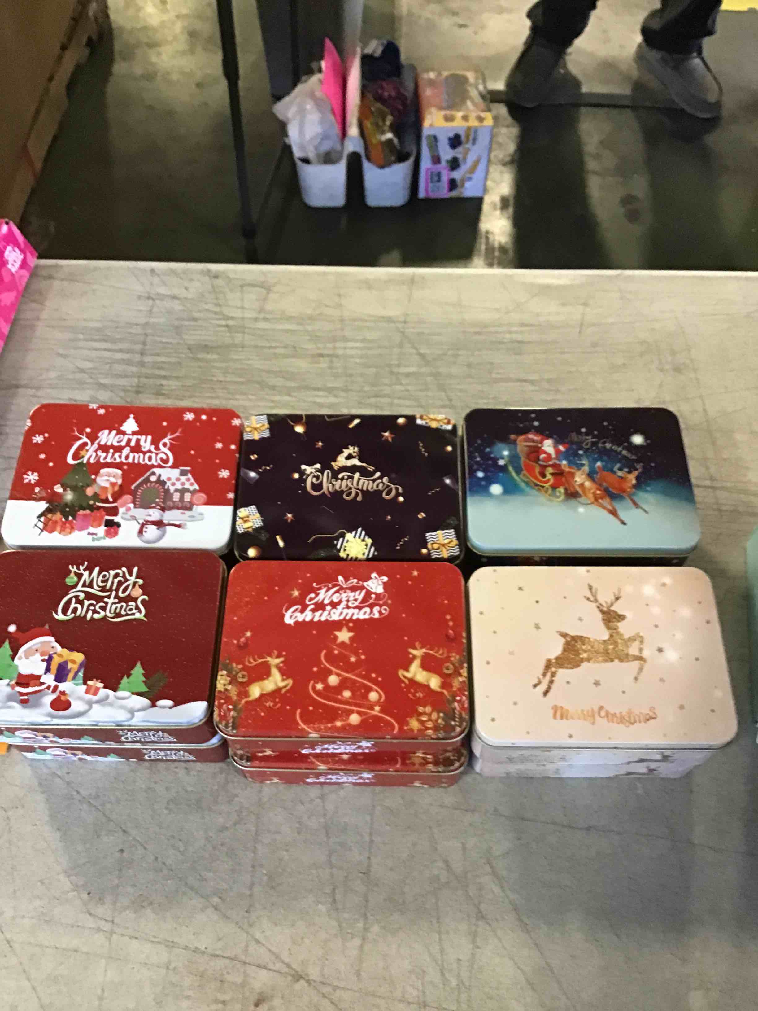 Ziliny 12 Pcs Christmas Tin Gift Box Christmas Cookie Tins Christmas Card Tin Holder Boxes Metal Tin with Lids for Party Favors, DIY Candles, Dry Storage, Spices, Tea, Candy, Gifts(Rectangle)