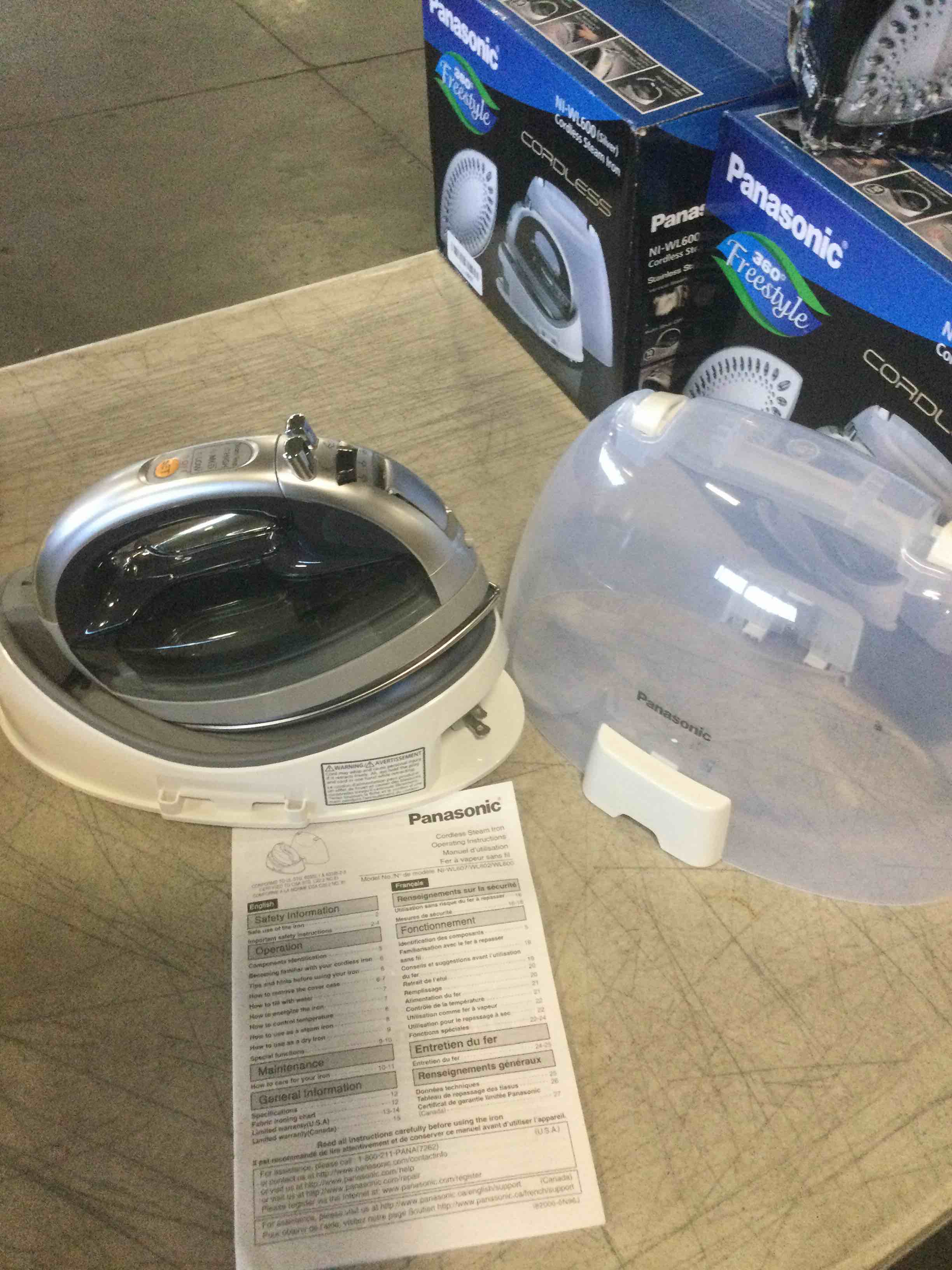 Panasonic NI-WL600 Cordless, Portable 1500W Contoured Multi-Directional Steam/Dry Iron, Stainless Steel Soleplate, Power Base and Carrying/Storage Case, Silver