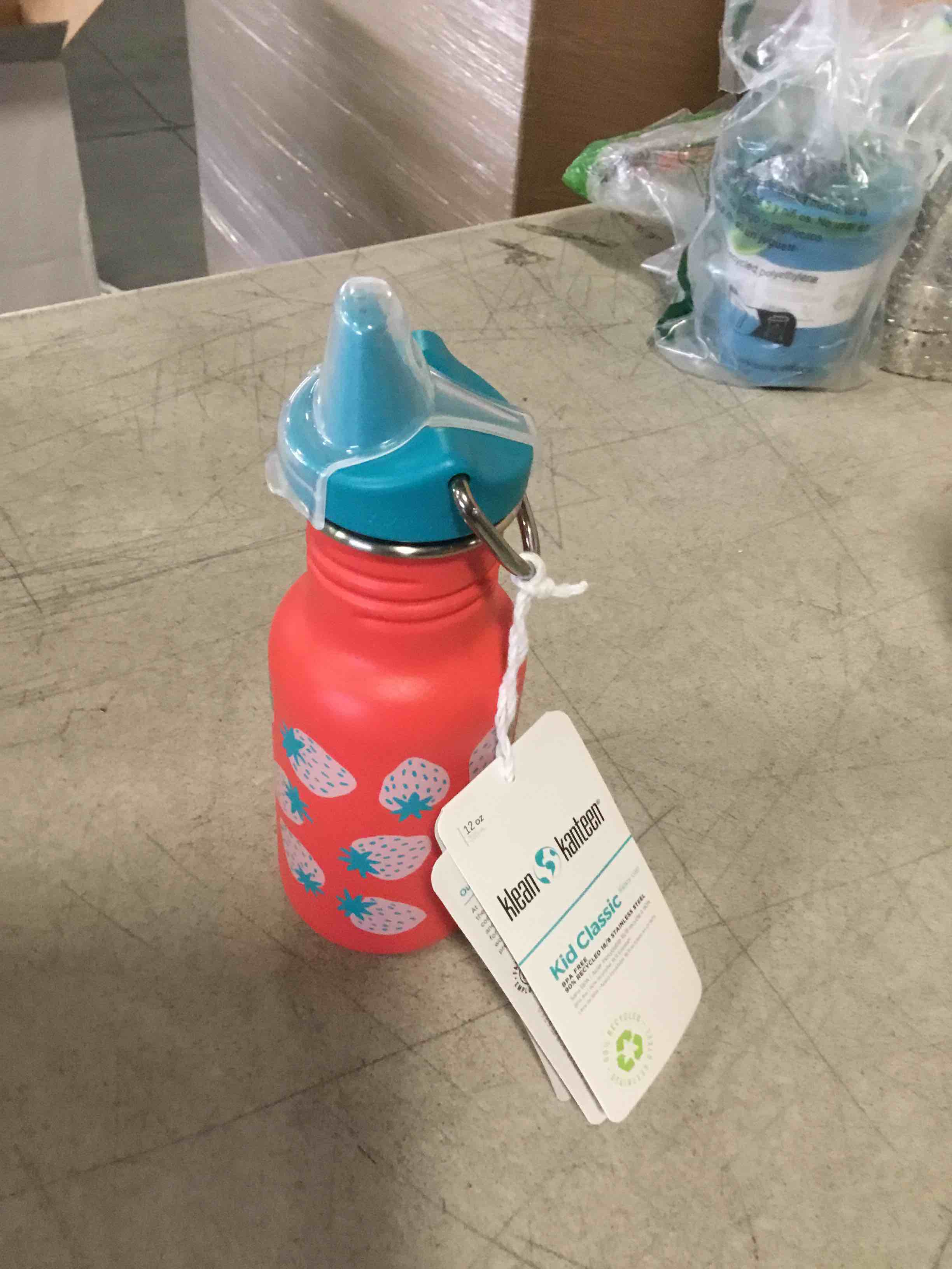 Klean Kanteen Kid Classic Narrow 12oz (w/Sippy Cap) Coral Strawberries