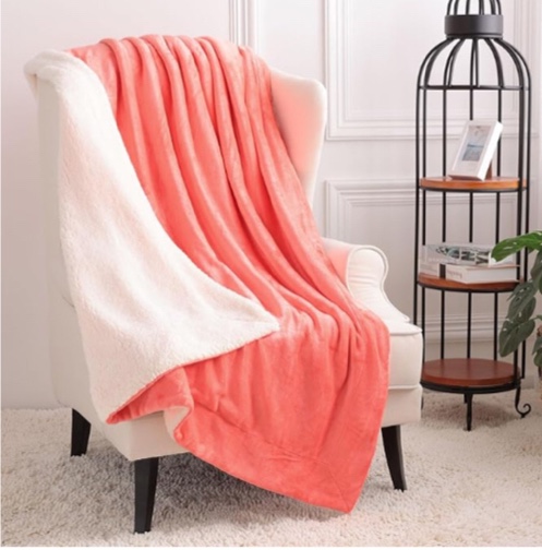 NANPIPER Sherpa Blanket Warm Throw Blanket Soft Reversible Fleece Blanket Fuzzy Plush Microfiber for Bed/Couch Living Coral Red 50x60 Inches