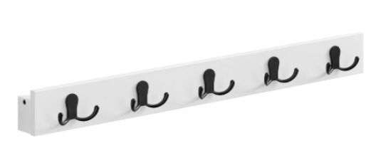 SONGMICS, LCR052W01, Set of 2, Coat Rack Wall 5 Double Metal Hooks, White 