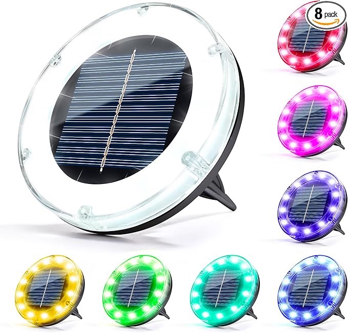 SOLPEX, Solar Ground Disk Lights, 8 Pack 