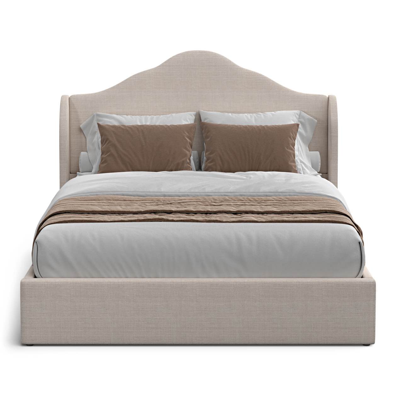 (Incomplete box 2 of 2) Ellis Queen Camelback Wing Bed Natural