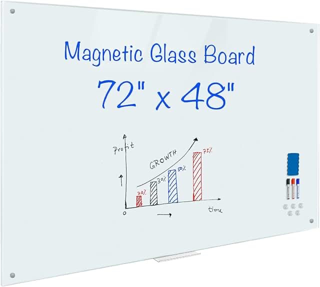 magnetic glass whiteboard size 72.48 inches