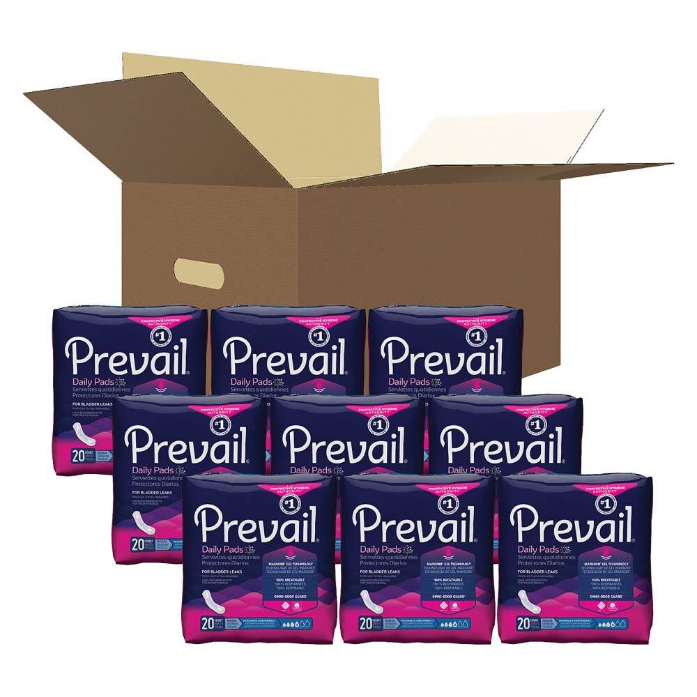 Prevail Incontinence Bladder Control Pads for Women, Moderate Absorbency, Regular Length, 180 Count (packaging may vary)