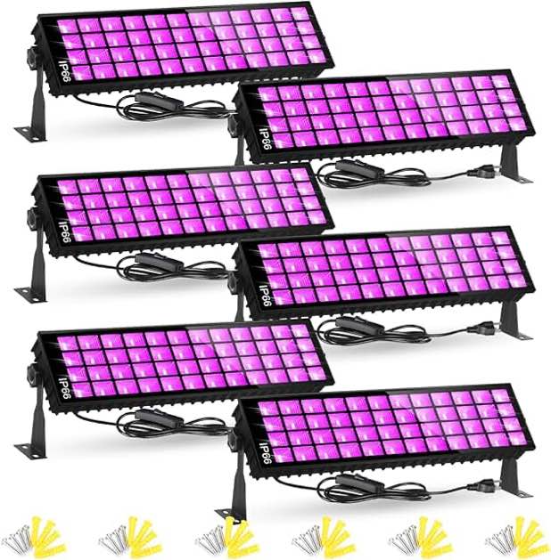 TigQiang 6 Pack 120W UV LED Black Light Bar