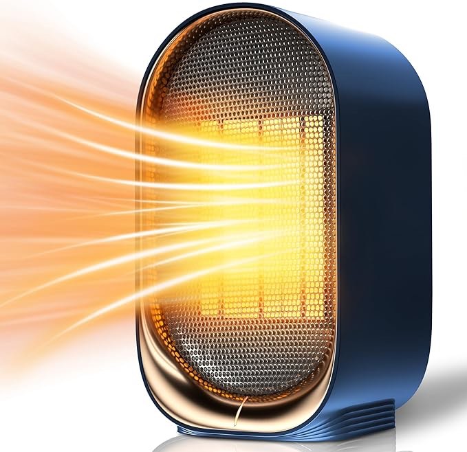 LINFOX Space Heater, Portable Heaters for Indoor Use for Office, Energy Efficient Mini Desk Heater, Overheating & Tip-Over Protection Small Heater Suitable for Bedroom, Homes, Holiday Gift(Blue)