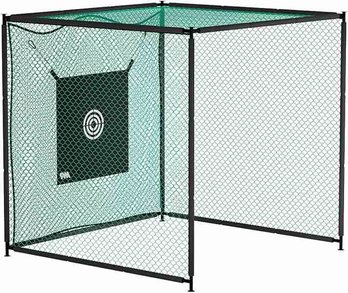 MR Golf Driving Cage 10x10x10ft, Golf Hitting Cage w/Target Cloth, Golf Batting Cage w/Steel Frame, Golf Practice Net for Full Swing, Golf Training Net Indoor and Outdoor Practice