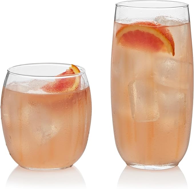 Libbey Samba 16-Piece Tumbler and Rocks Glass Set: Dinner Plates: Old fashioned glasses 