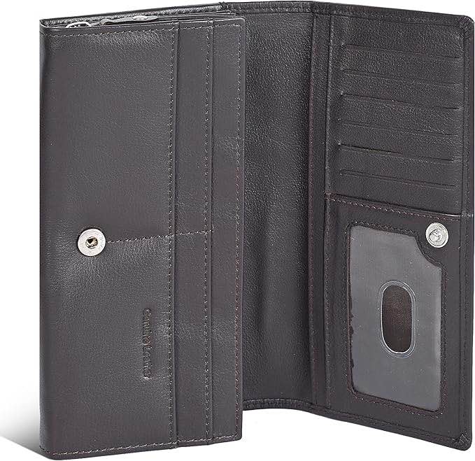 Ozora RFID Block Handmade Bifold Leather Wallet with Multi Card Holders, Travel Purse for Women