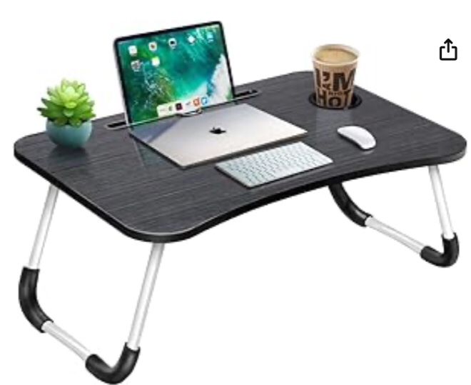 Portable Foldable Laptop Table Tray Stand Laptop Bed Desk Lap Desk for Bed for Working Writing Reading Eating lapdesk on Low Sitting Floor ( Light Gray)