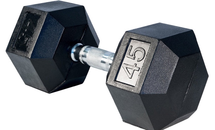 RUBBER HEX DUMBBELL- 45LBS