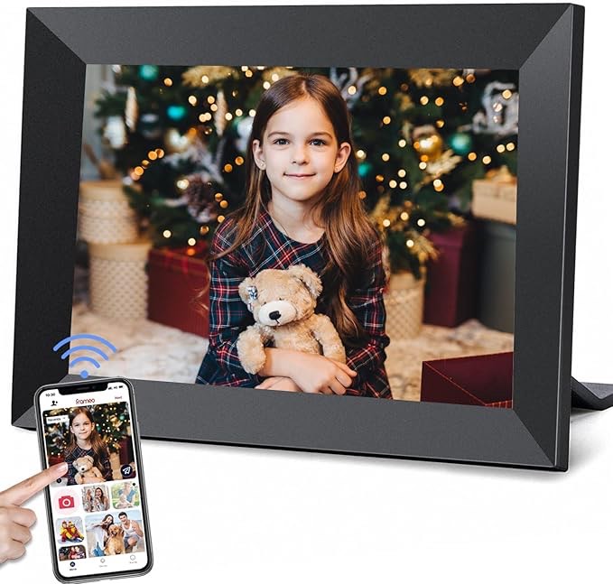 Frameo 10.1 Inch WiFi Digital Picture Frame with 1280 * 800P IPS Touch Screen HD Disply,Built-in 16GB Storage,Video Clips and Slide Show,Send Photos Instantly from Anywhere with via Free APP...