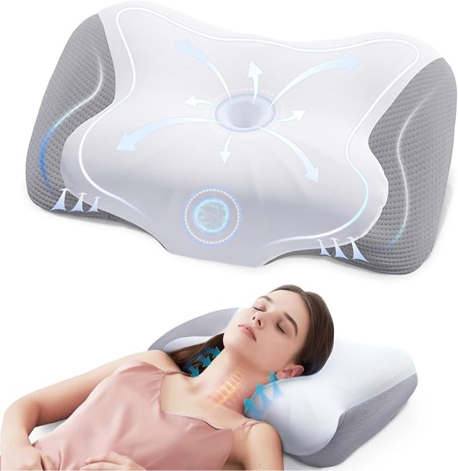 Ultra Pain Relief Cooling Pillow for Neck Support, Adjustable Cervical Pillow Cozy Sleeping, Odorless Ergonomic Contour Memory Foam Pillows, Orthopedic Bed Pillow for Side Back Stomach Sleeper (Similar) 