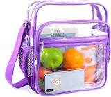Clear Bag Stadium Approved, Clear Crossbody Messenger Shoulder Bag with Adjustable Strap for Concerts, Sports Events Purple
