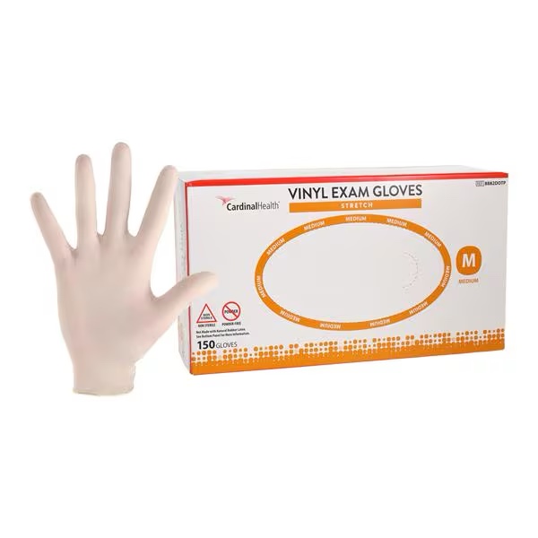 Esteem Stretchy Synthetic Vinyl Formulation Exam Gloves Medium Cream Non-Sterile Box of 10- pack of 150 Gloves