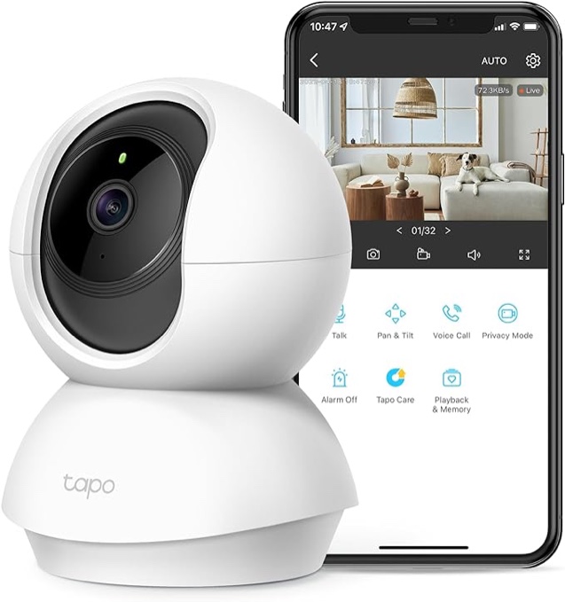 TP-Link Tapo 2K Pan Tilt Security Camera for Baby Monitor, Dog Camera w/ Motion Detection, 2-Way Audio Siren, Night Vision, Cloud &SD Card Storage (Up to 256 GB), Works with Alexa & Google Home (C210) (B09Y8TLP25)