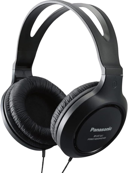 Panasonic Full-Size Over-Ear Wired Long-Cord Headphones  Black  RP-HT161-K