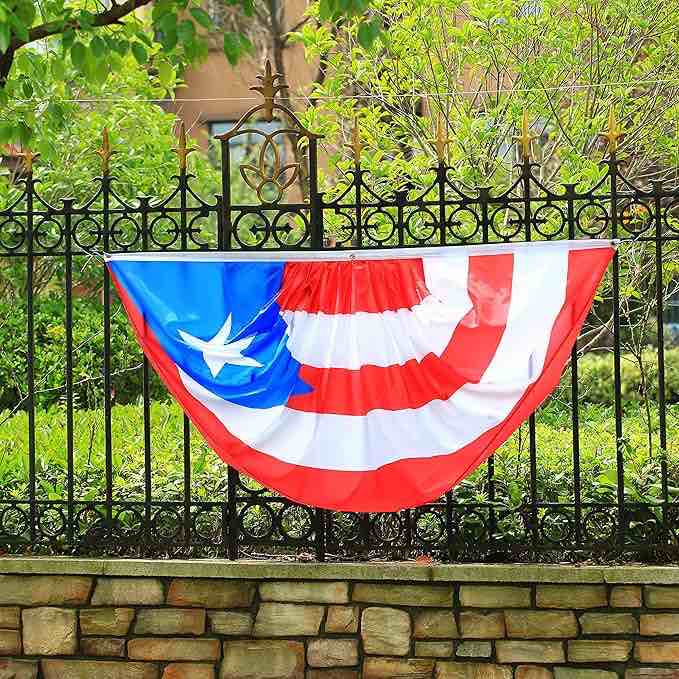 4 Pack 3 x 6 ft Puerto Rican Pleated Fan Flag Pleated Bunting Half Fan Flag for Indoor Outdoor Porch Decorations Patriotic Holiday Decorations Celebrations