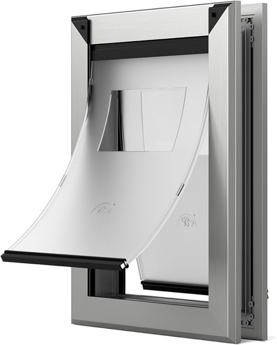 MAVRICFLEX Weatherproof Dog Door with Sliding Lock Panel, Energy Efficient Rugged Aluminum Large Dog Door, Easy Installation, Magnetic Flap Heavy Duty Dog Door for Dogs Up to 100lbsâ€¦