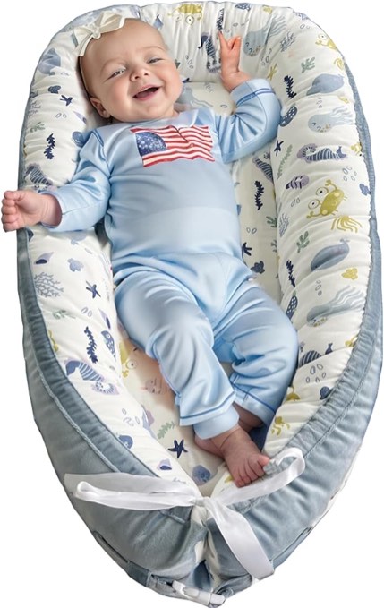 Hiseeme Baby Lounger Cover Baby Nest Cover 100% Cotton Breathable Sleeping Bed Cover for Newborn Co Sleeping Nest Bed Cover Machine Washable, Strong Zipper, Adjustable Size
