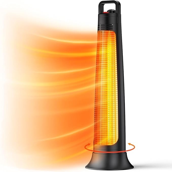 FLOWBREEZE Patio Heater Electric, Portable Outdoor Heater, 1200W, 3S Instant Heating, Infrared Heater with 60Oscillating, 180min Timer, Tip-Over Protection, Super Quiet Heater for Indoor Outdoor Use