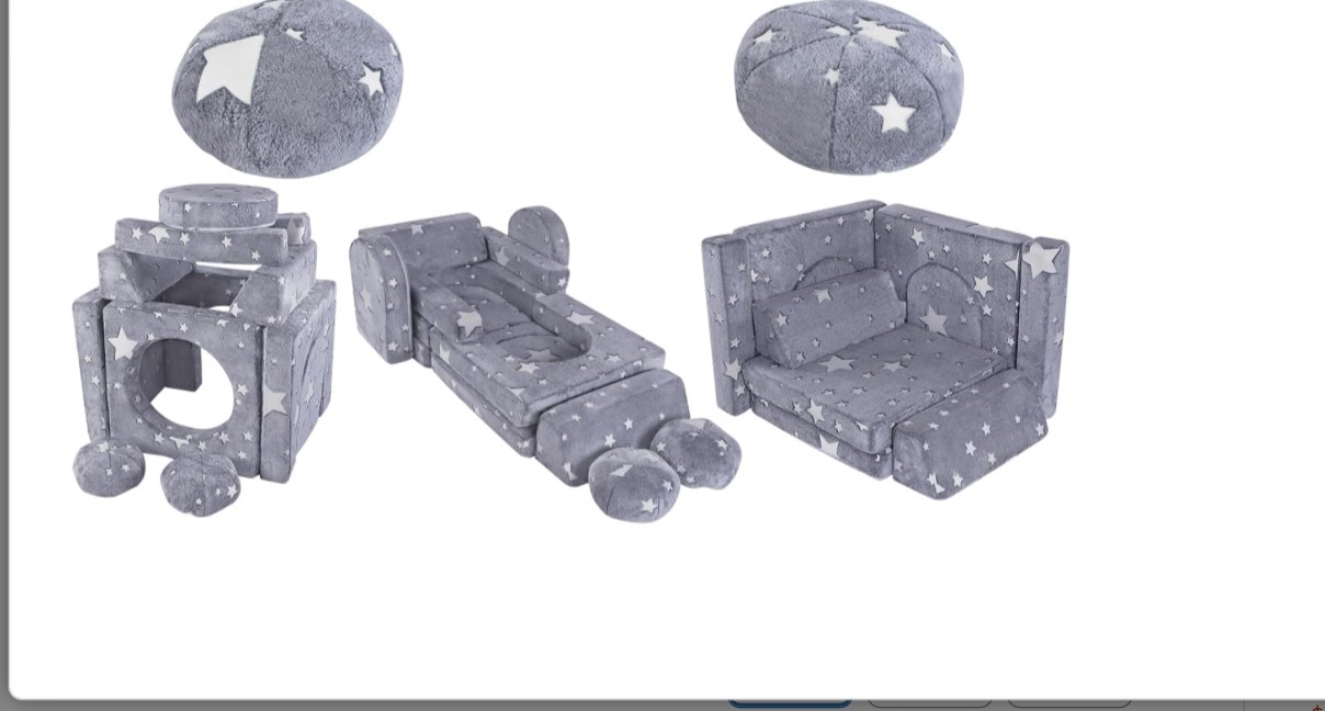 (( Imcomplete)) 13PCS Kids Play Couch, Foam Modular Kids Couch Sofa, Glowing Toddler Couch Convertible Baby Play Couch Children Sofa for Playroom Bedroom (Gray)