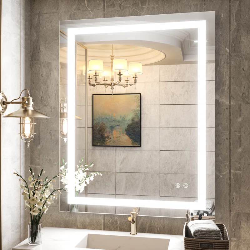 Martrez Frameless LED Lighted Bathroom / Vanity Mirror with Brightness Adjustable, Memory Function, Anti-fog( 30 x46 