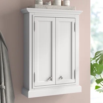 Anjila 24" W x 33" H x 8" D Solid Wood Wall Mounted Bathroom Cabinet