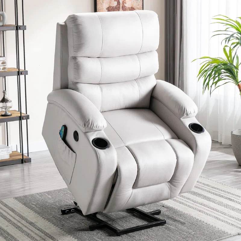 Power Lift Recliner Chair with Massage and Heat for Elderly, with 2 Cup Holders