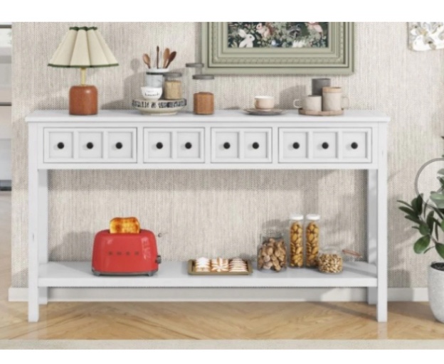 60" Solid Wood Console ZNTS TREXM Rustic Entryway Console Table, 60" Long Sofa Table with two Different Size Drawers and Bottom WF281290AAK