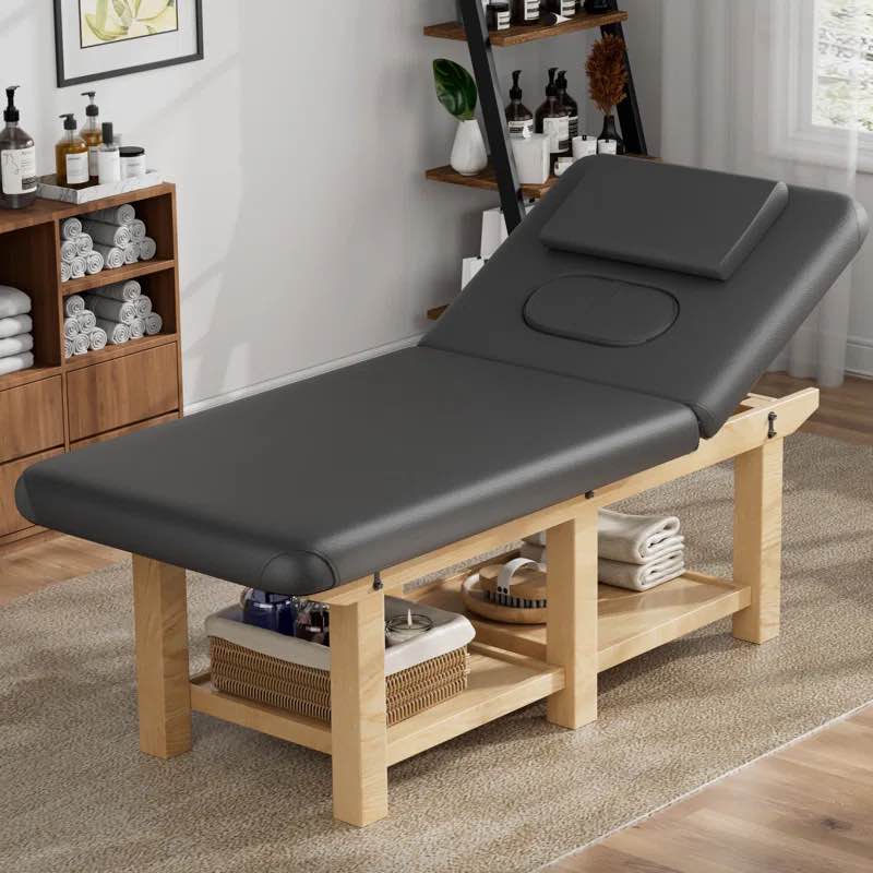 Norte Professional Massage Table Lash Bed Beauty Spa Bed with Solid Wood Legs