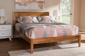  ( incomplete box 1 of 3 ) ( QUEEN ) Platform Bed Baxton Studio SW8093-Natural-King Marana 78 Inch Modern and Rustic Wood King Size Platform Bed 