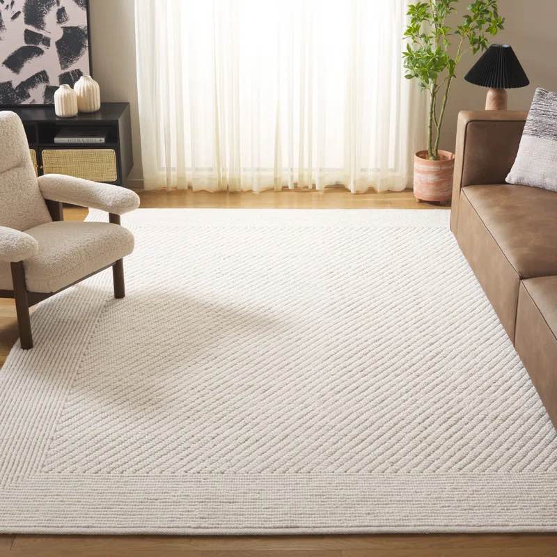 Brookneal Hand-Woven Flatweave Wool/Cotton Ivory Area Rug