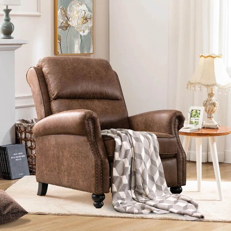 34.6" Wide Classic and Overstuffed Soft Pushback Recliner with Rivet