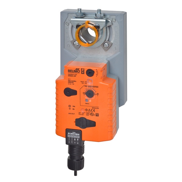 GKB24-SR Damper Actuator, 360 in-lb [40 Nm], Electronic fail-safe, AC/DC 24 V, Modulating, 2...10 V