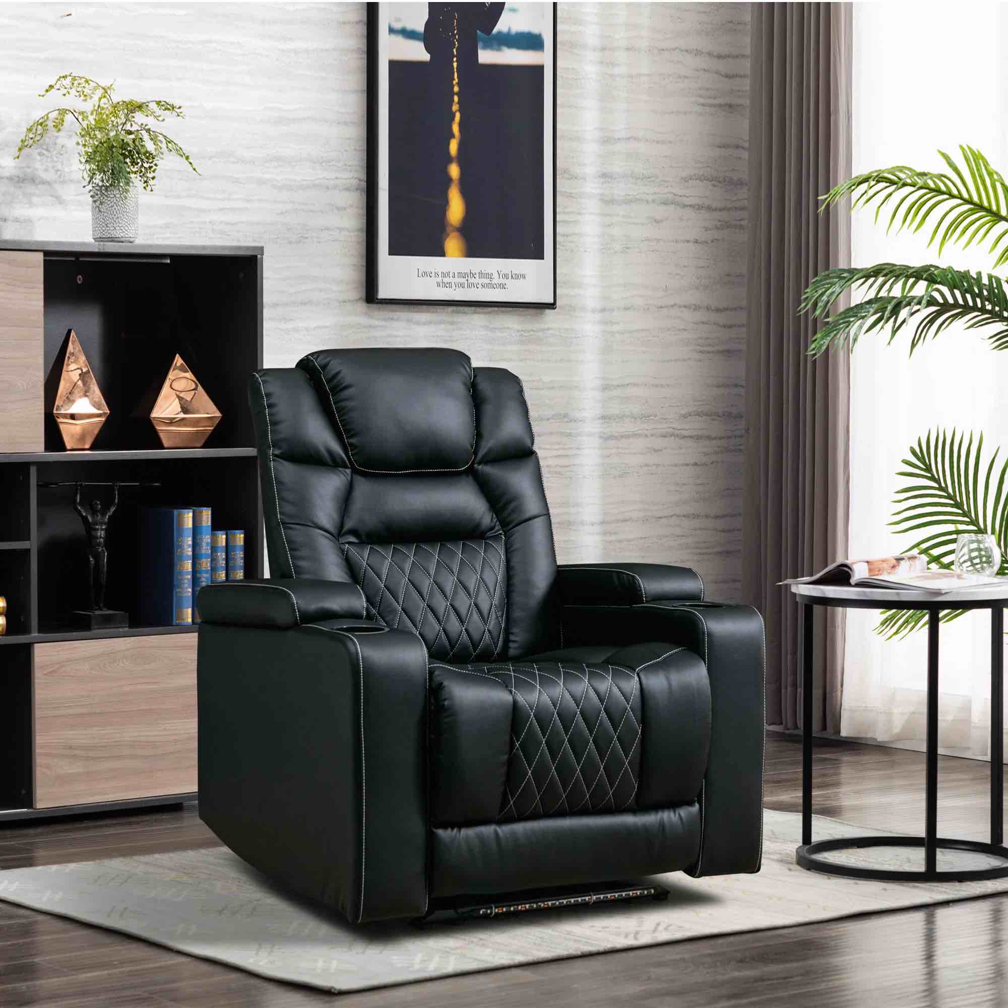 Lamica 37.8" Wide Modern Multifunctional Vegan Leather Dual Motor Power Recliner